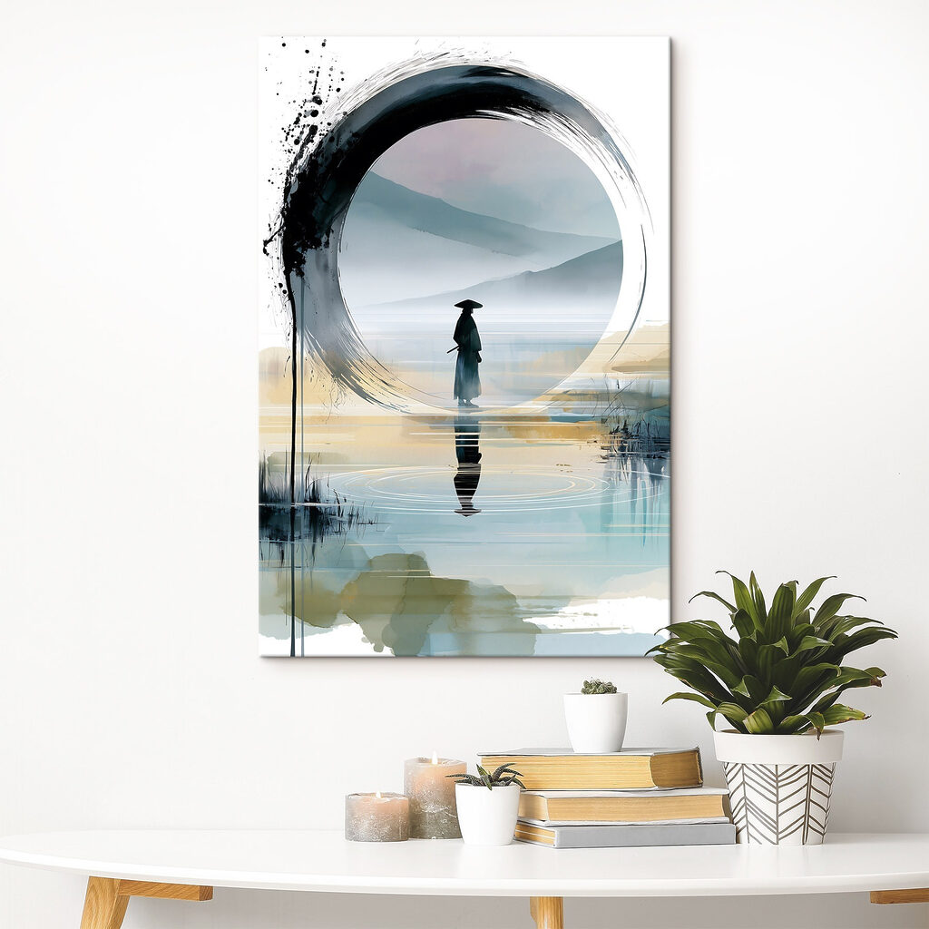 Gestalte in een penseelkring in een interieur