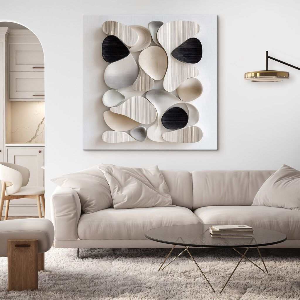 Abstracte vormen in zachte tinten — interieur 2