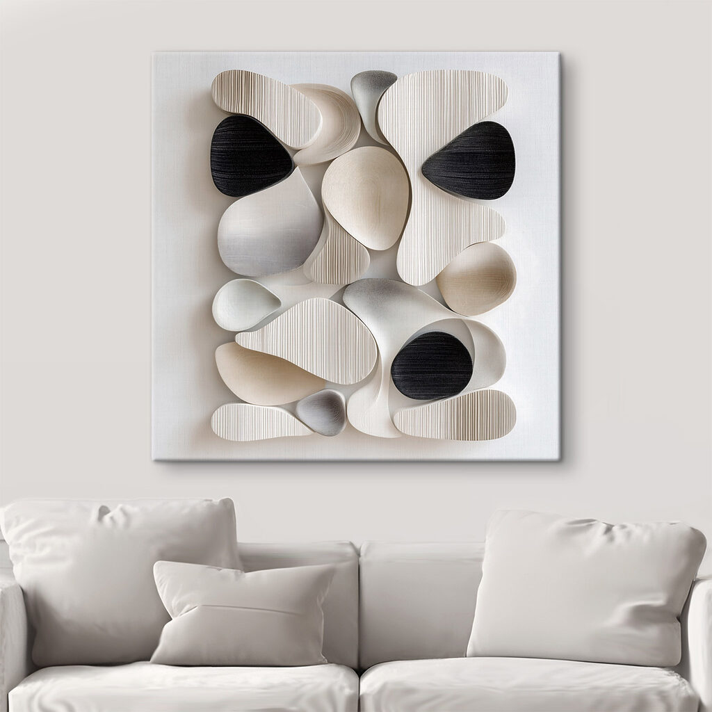Abstracte vormen in zachte tinten — interieur 1
