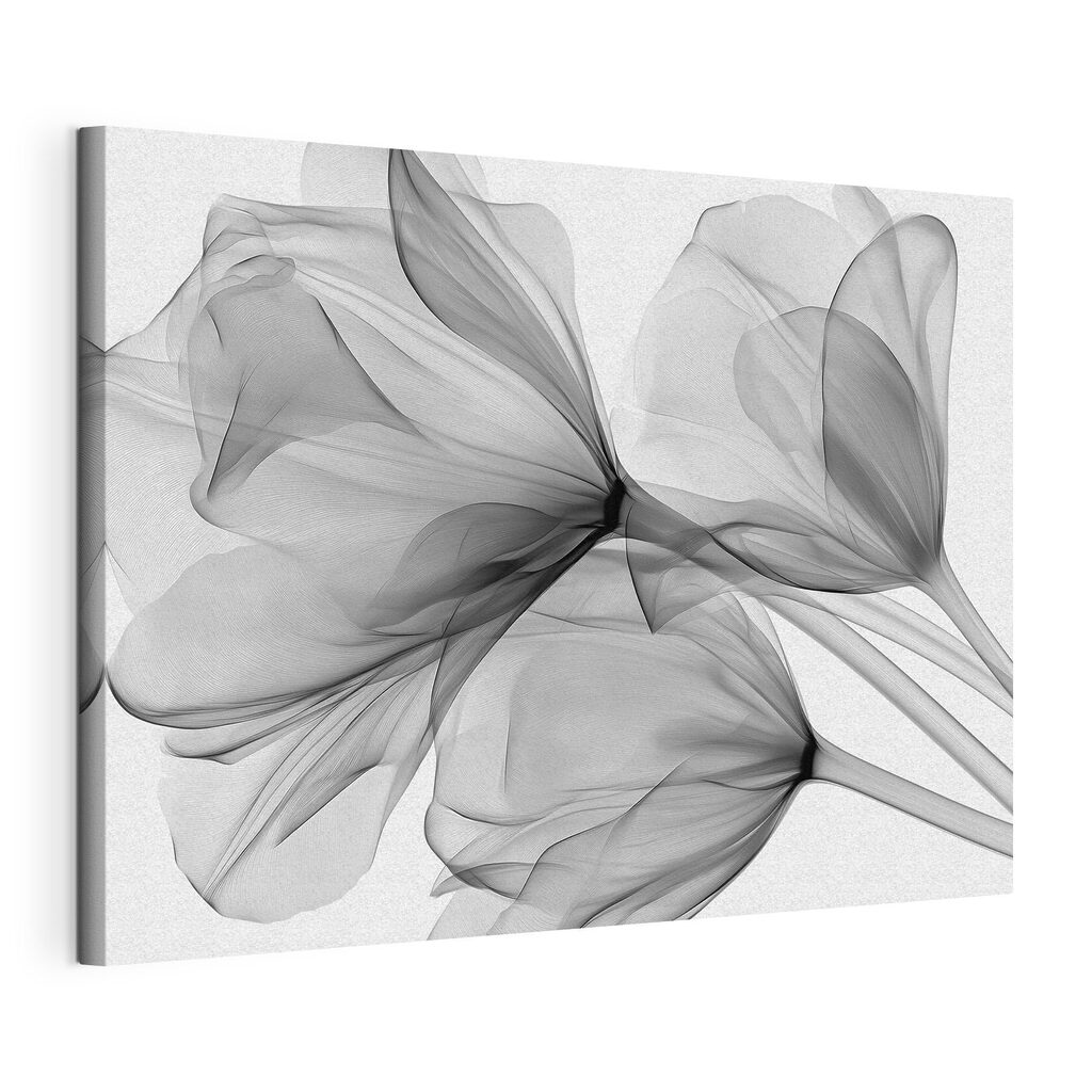 Boeket bloemen met tule, gespannen canvas met doorlopende rand