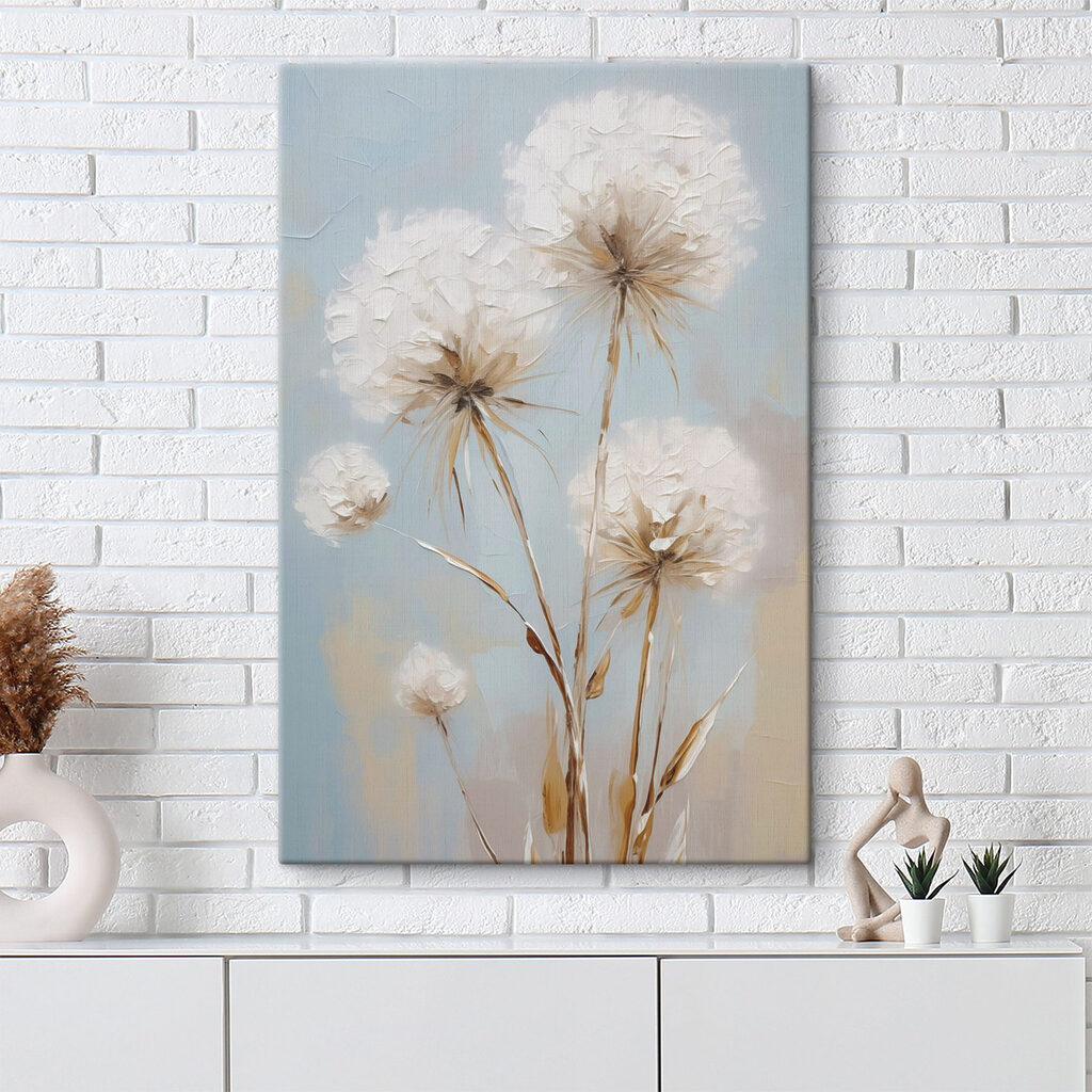 Schilderij van bloemen op een blauwe achtergrond — interieur 2