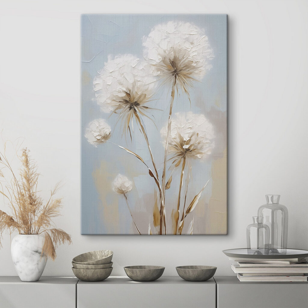 Schilderij van bloemen op een blauwe achtergrond — interieur 1