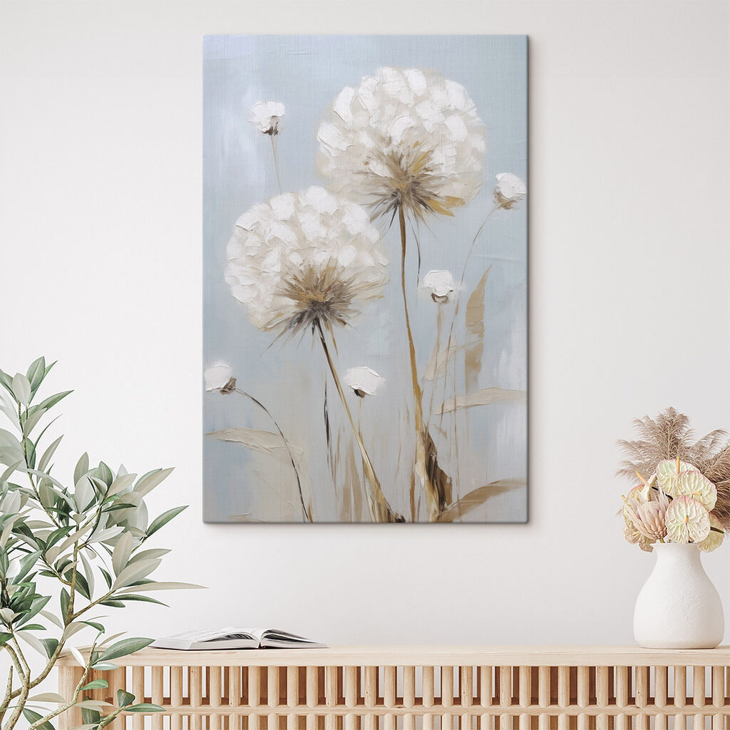 Schilderij van bloemen op een blauwe achtergrond — interieur 1