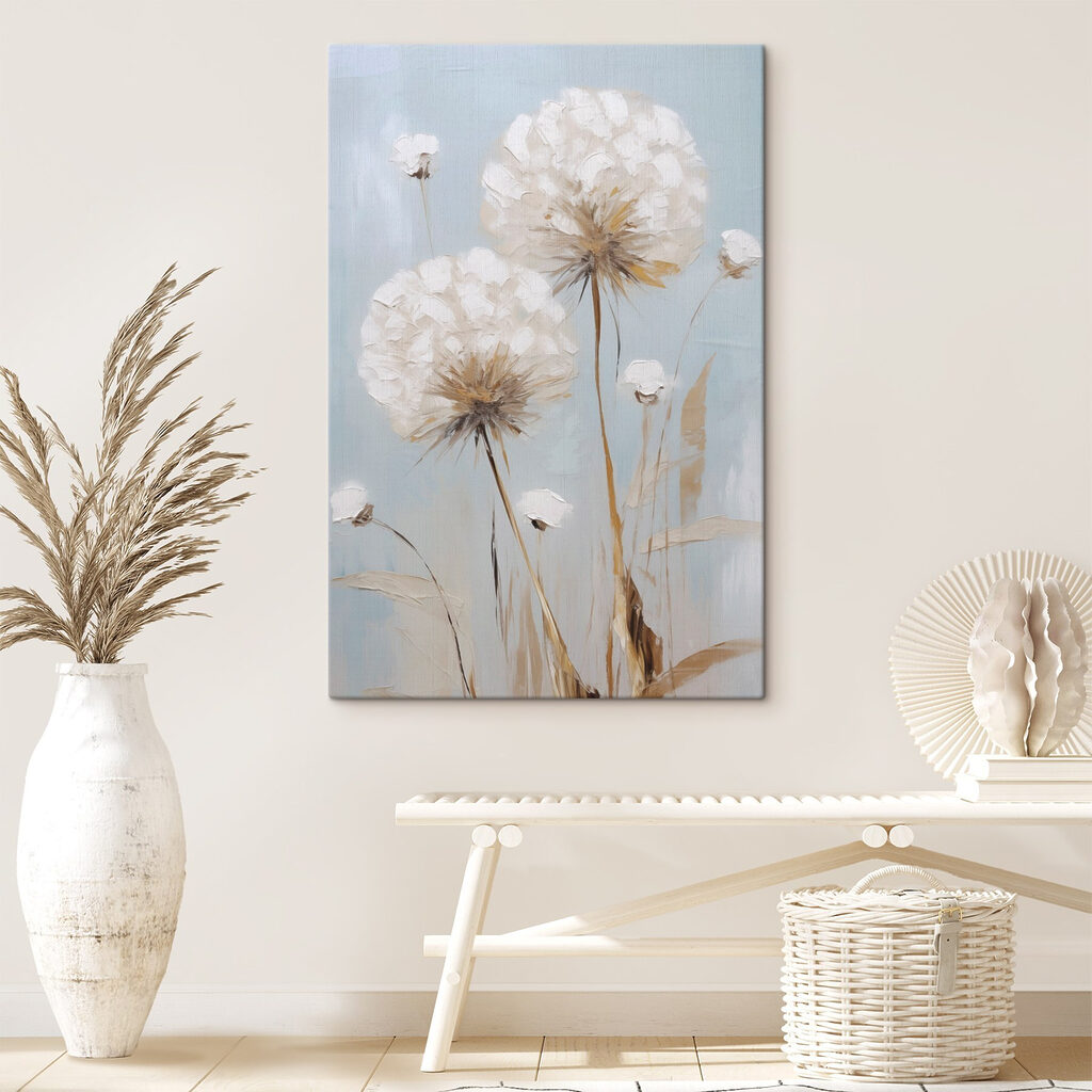 Schilderij van bloemen op een blauwe achtergrond — interieur 2