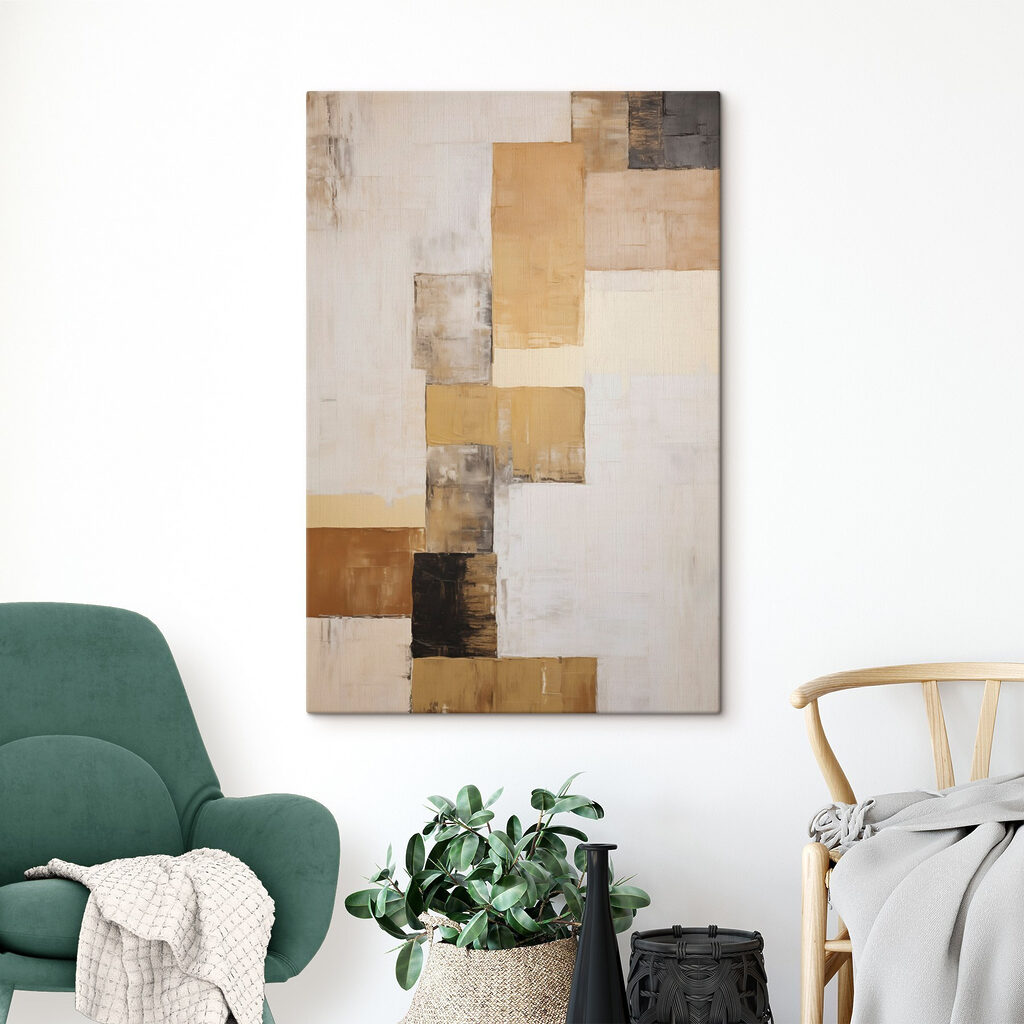 Schilderij van een wit en bruin rechthoekig voorwerp — interieur 2