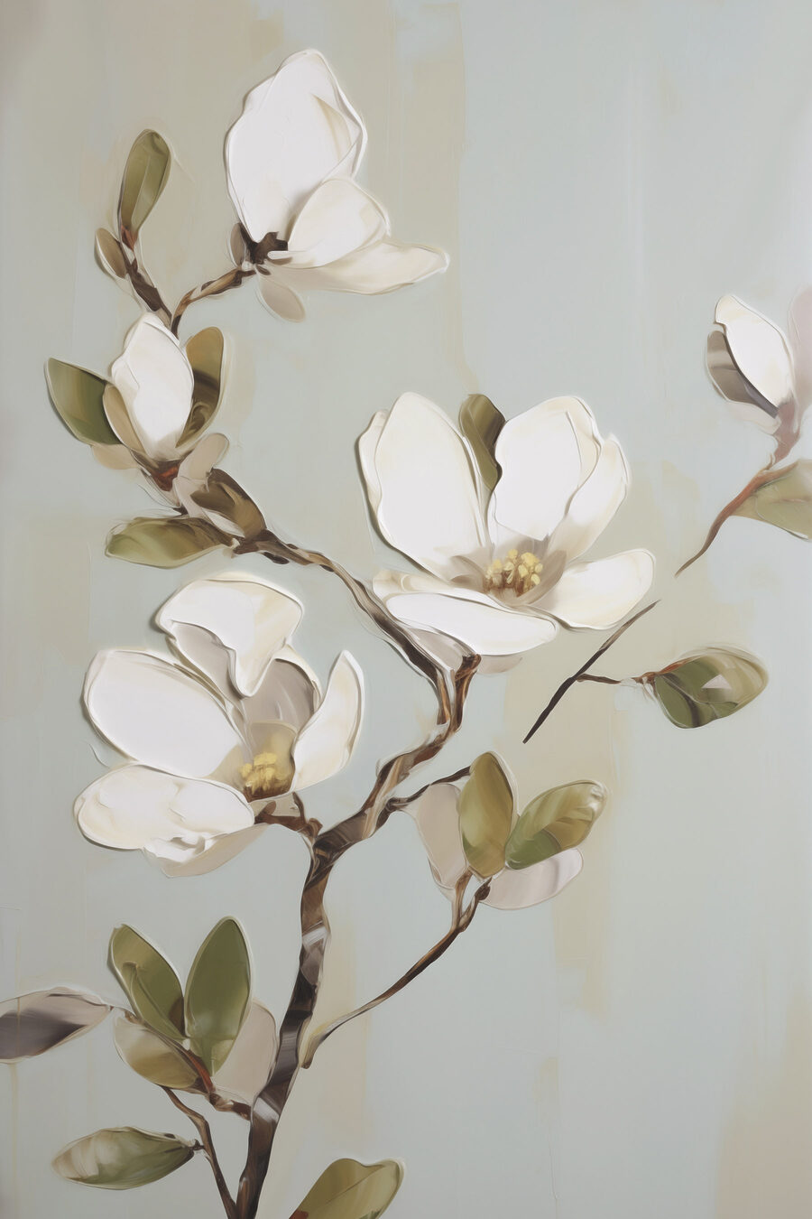 Schilderij van een witte bloem — volledig ontwerp