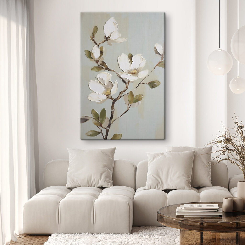 Schilderij van een witte bloem — interieur 1