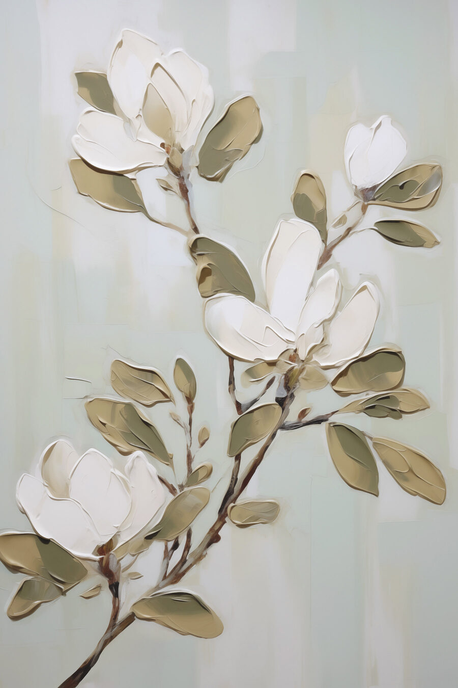 Schilderij van een witte bloem — volledig ontwerp