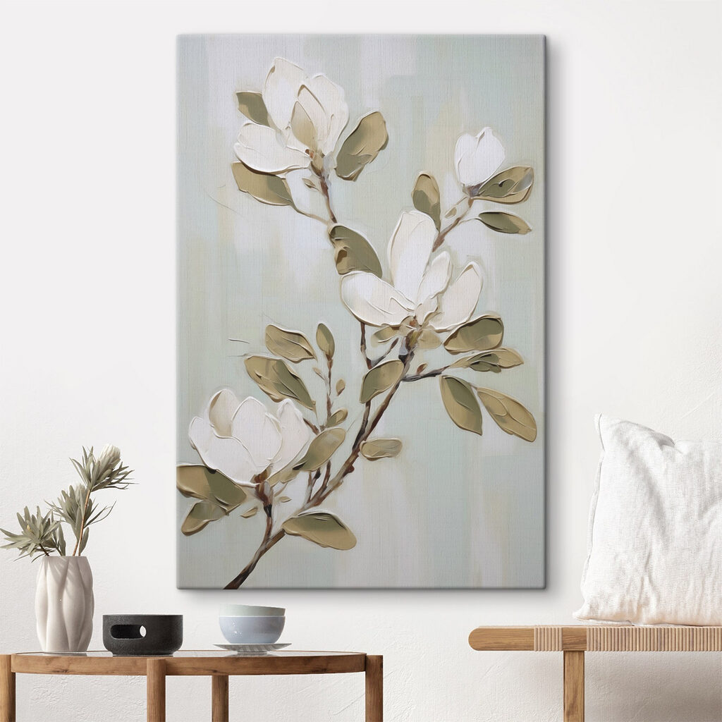 Schilderij van een witte bloem — interieur 2
