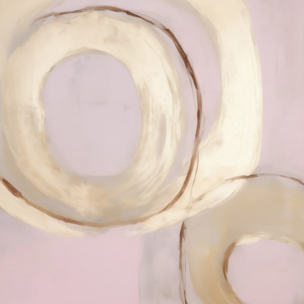Schilderij met cirkels op een roze achtergrond — volledig ontwerp