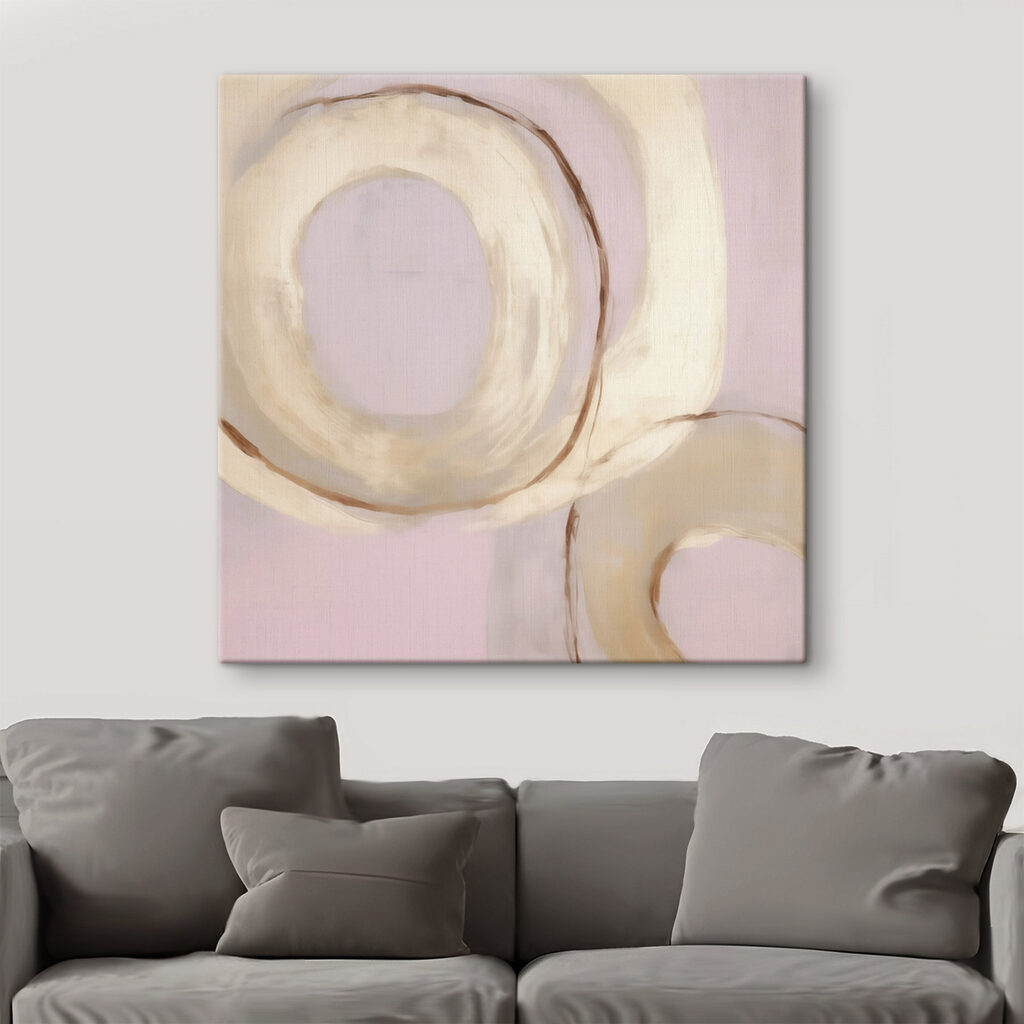 Schilderij met cirkels op een roze achtergrond — interieur 1