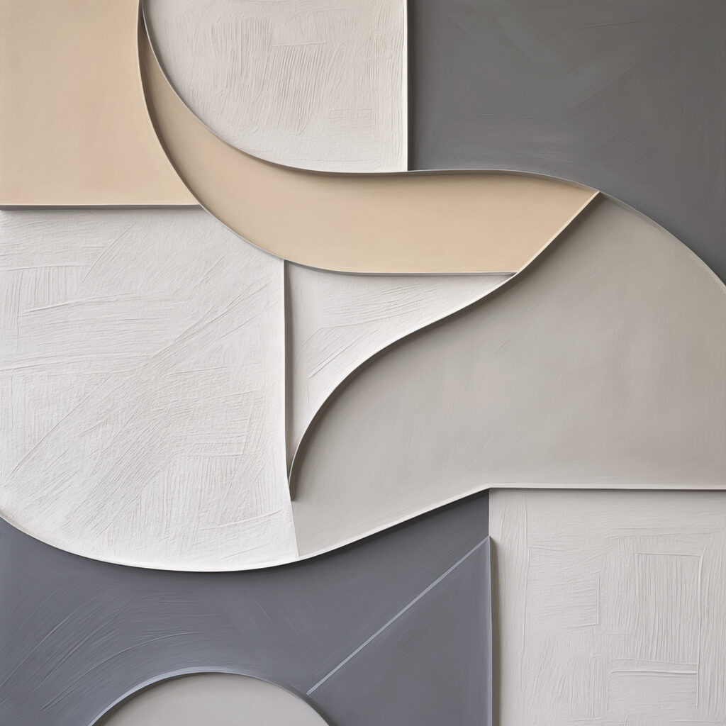 Abstracte vormen in zachte, neutrale tinten — volledig ontwerp