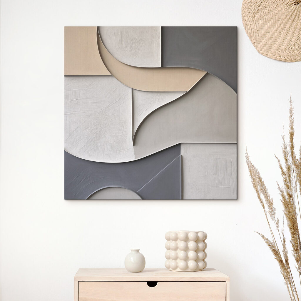 Abstracte vormen in zachte, neutrale tinten — interieur 1