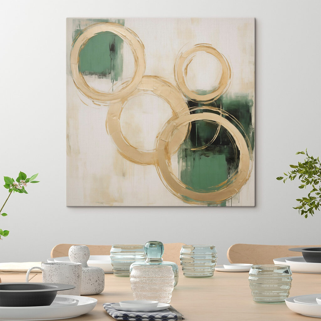 Het schilderen van cirkels en groene verf — interieur 1