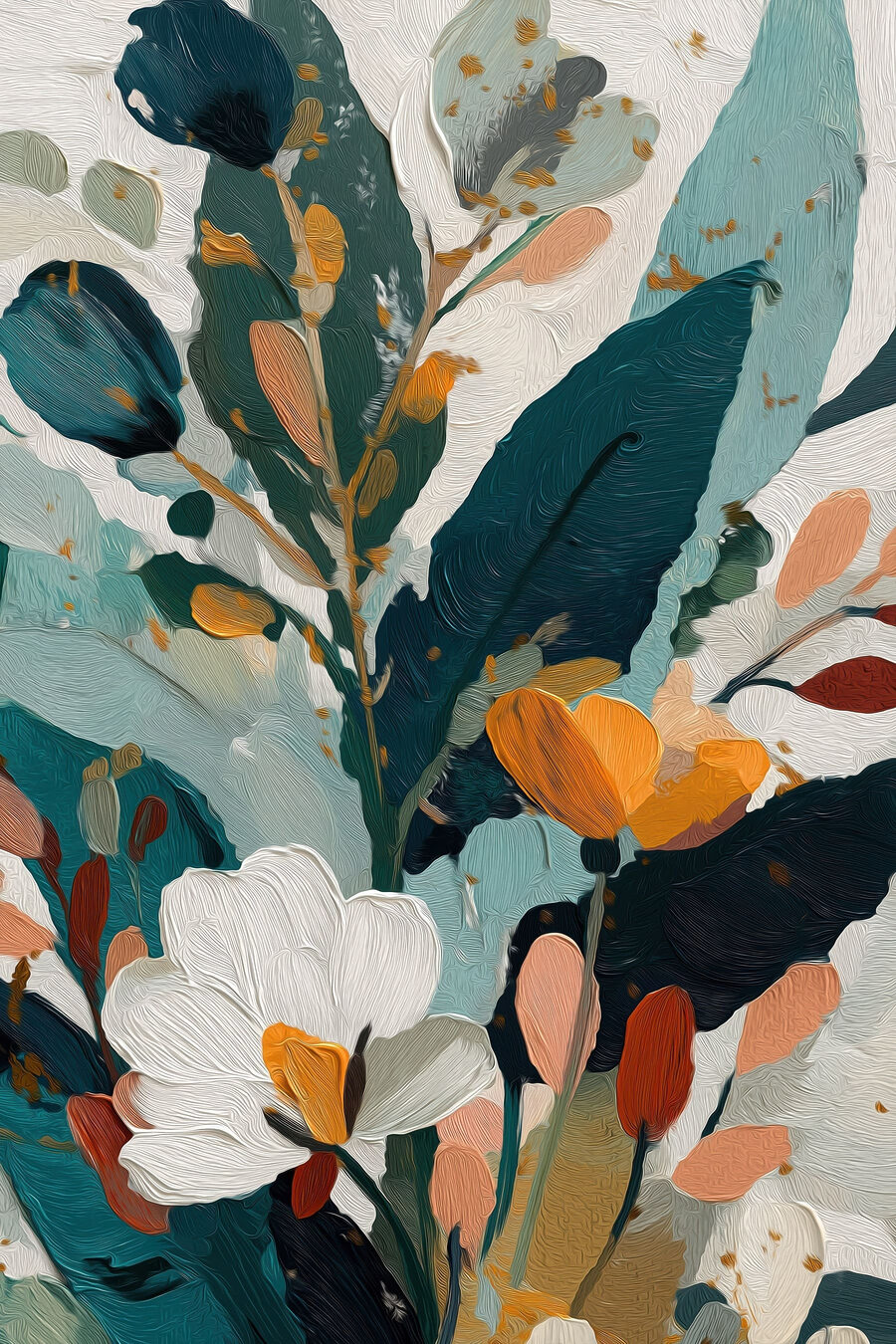 Schilderij van bloemen en bladeren — volledig ontwerp