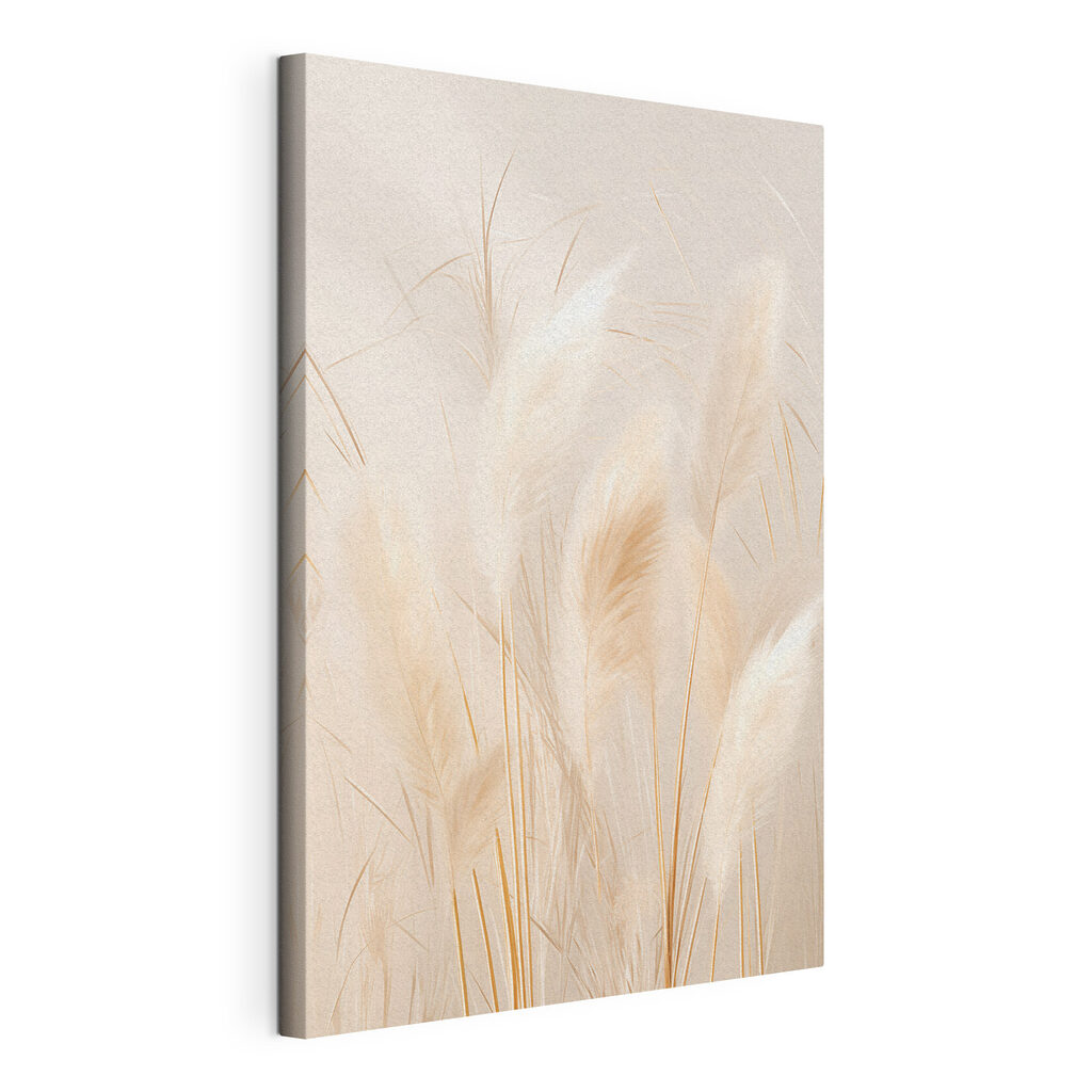 Groep witte en bruine veren, gespannen canvas met doorlopende rand