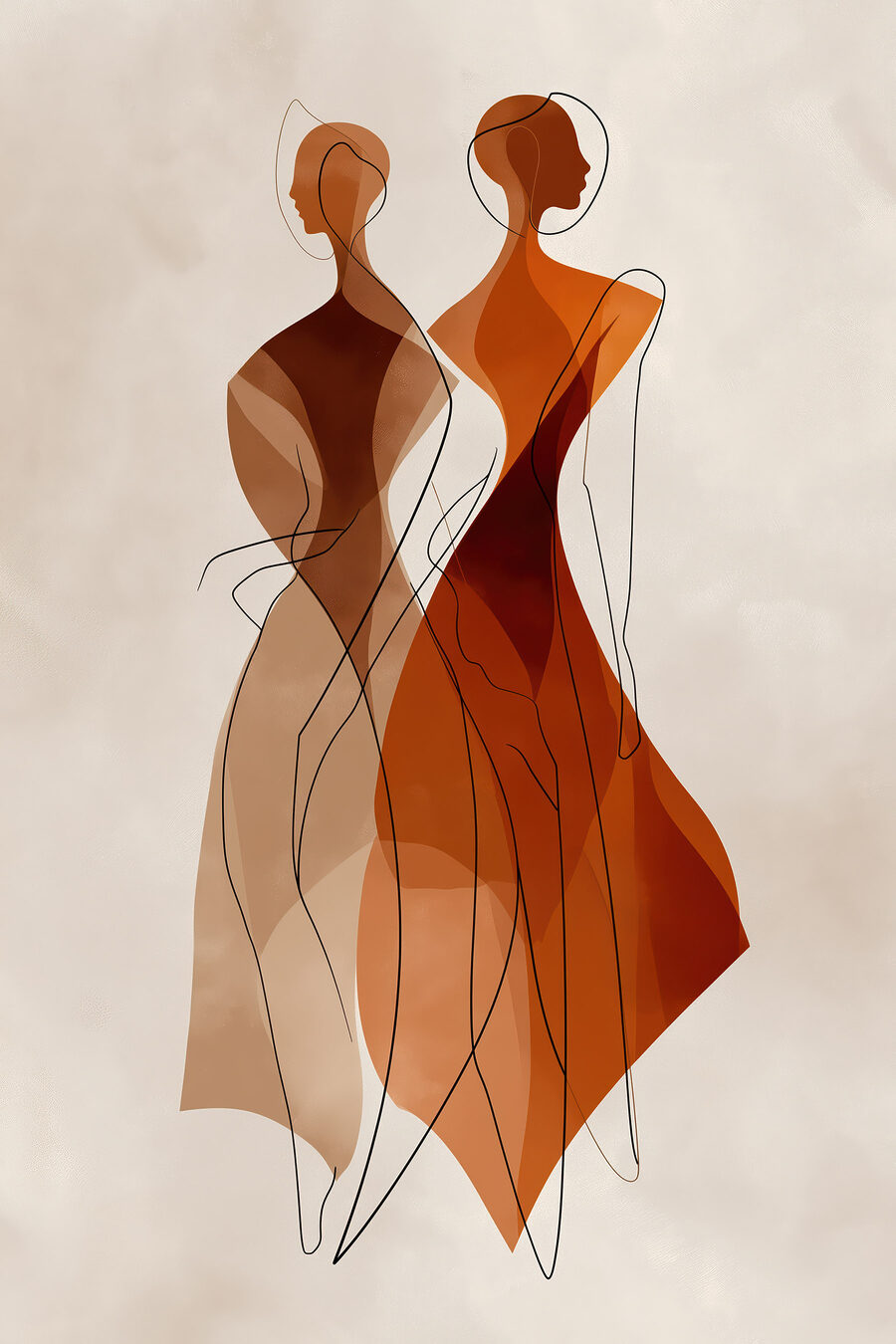 Tekening van twee vrouwen — volledig ontwerp