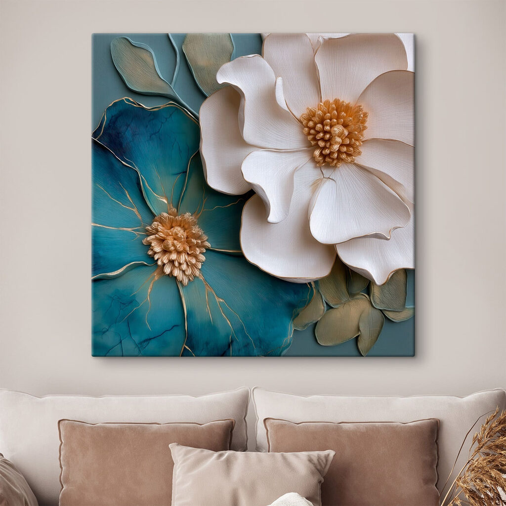 Witte bloem naast blauw — interieur 2