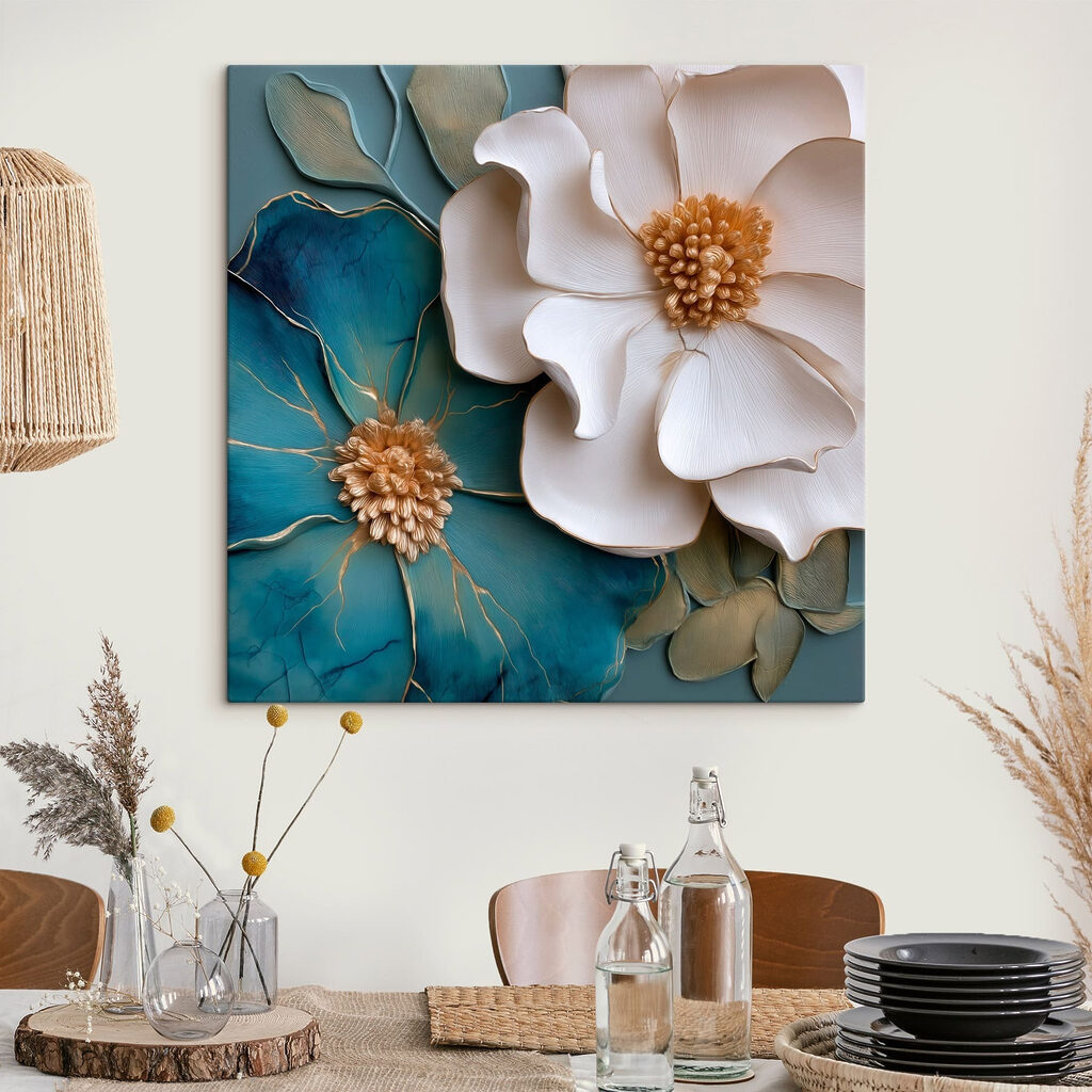 Witte bloem naast blauw — interieur 3