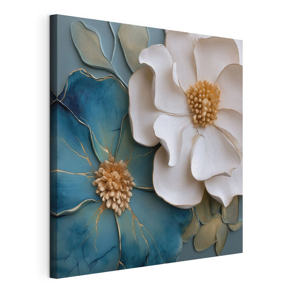 Witte bloem naast blauw — productweergave