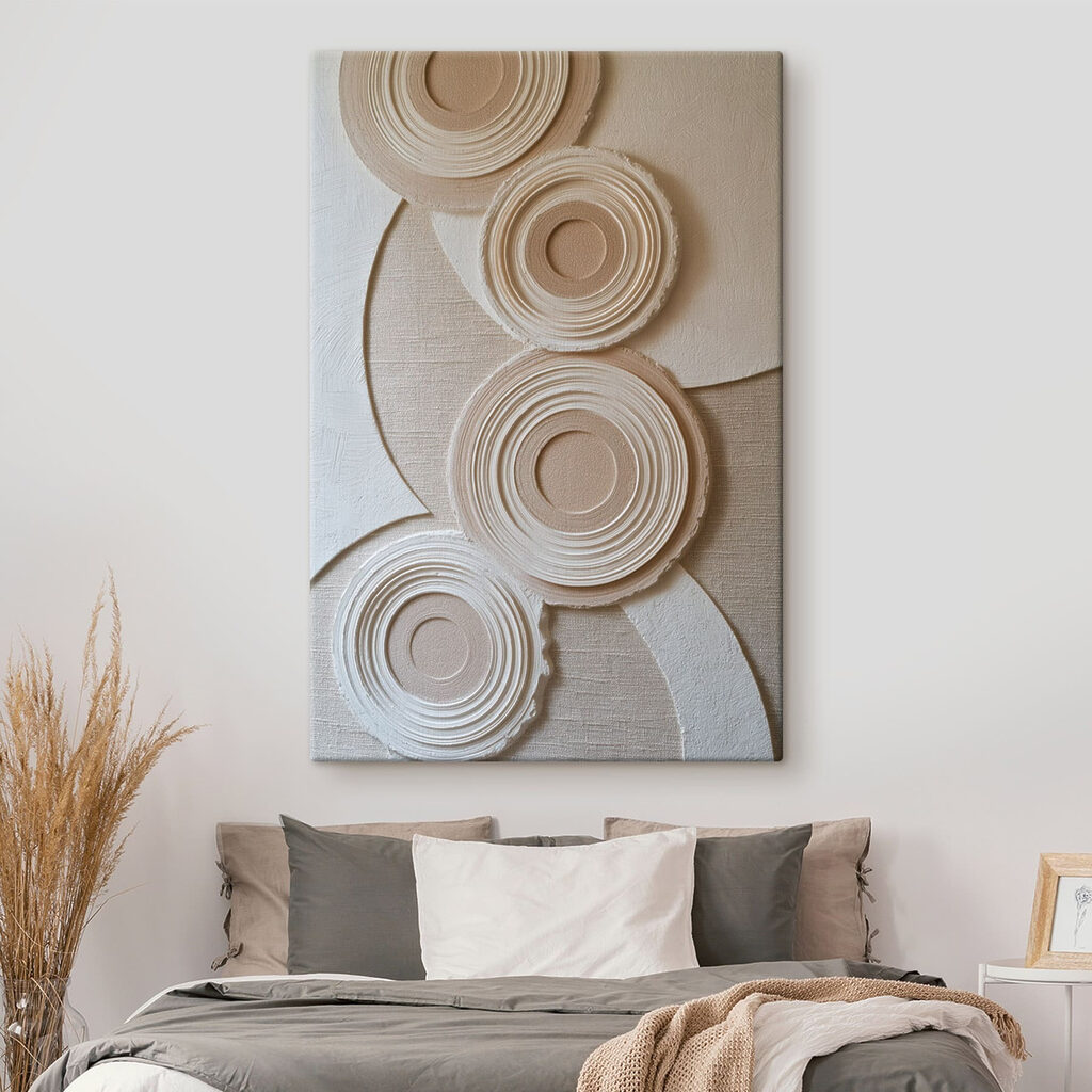 Ribbelcirkels op zachte zandkleur — interieur 1