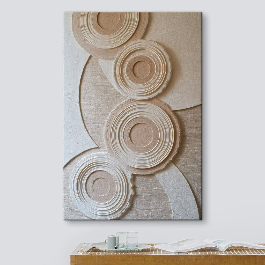 Ribbelcirkels op zachte zandkleur — interieur 3