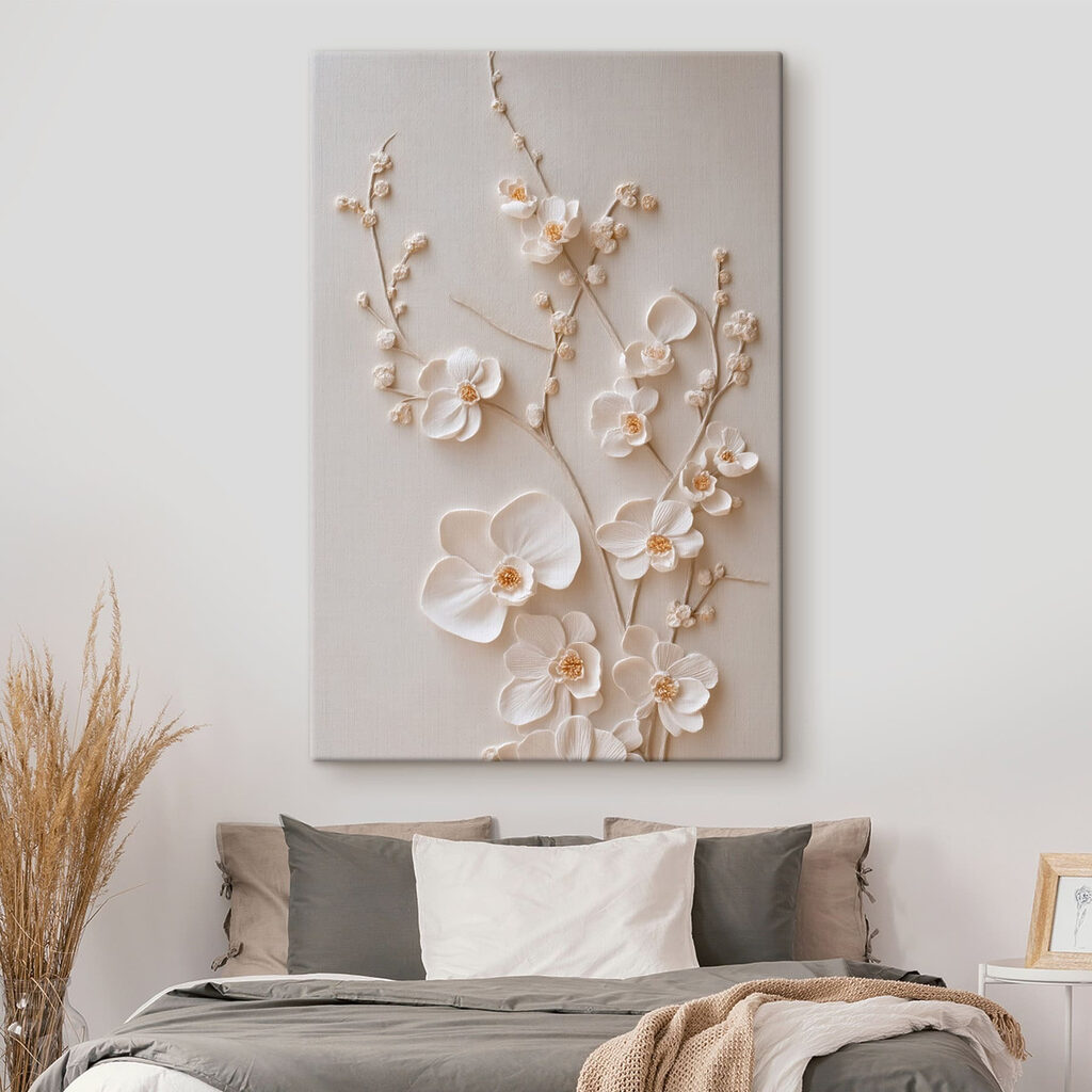 Witte orchideeën langs stengels — interieur 1