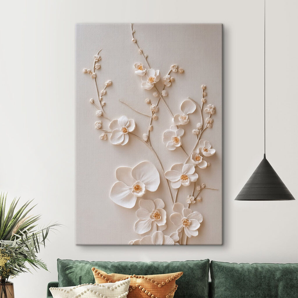 Witte orchideeën langs stengels — interieur 2