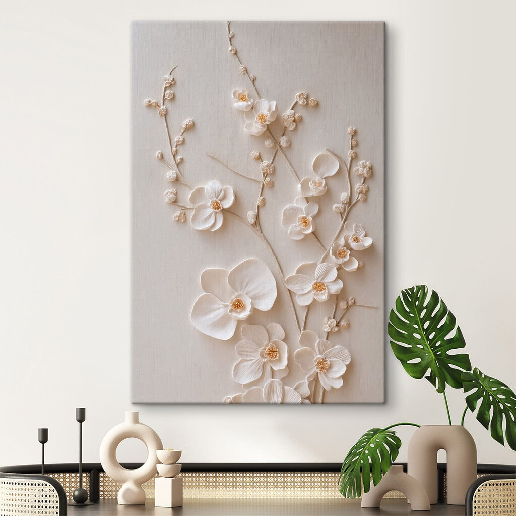 Witte orchideeën langs stengels — interieur 3
