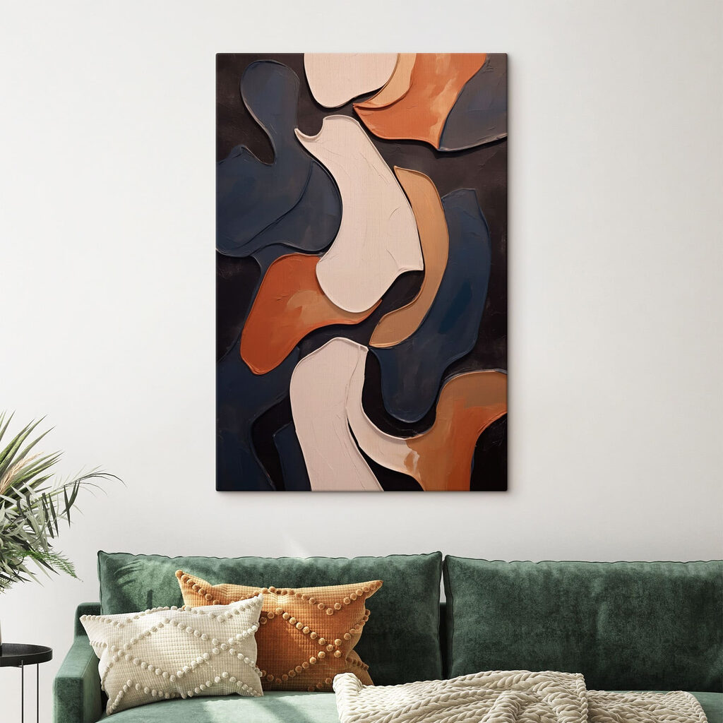 Donkere vormen met terracotta — interieur 1