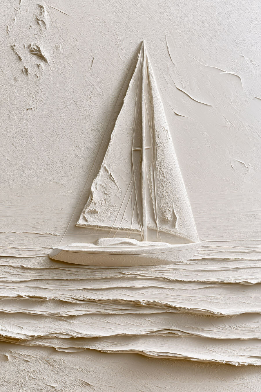 Zeilboot in witte verf — volledig ontwerp
