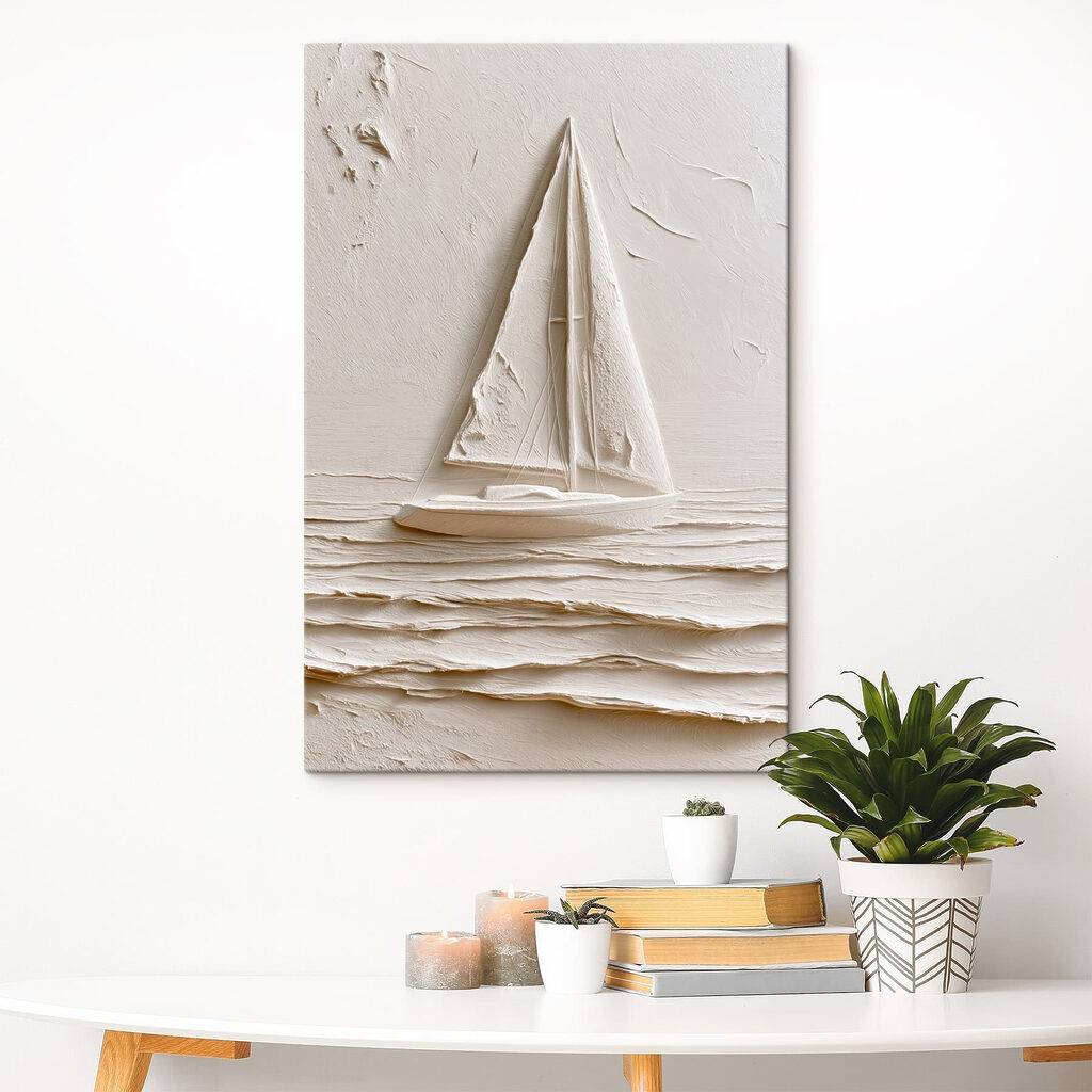 Zeilboot in het water in een interieur