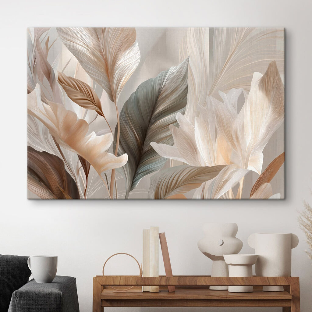 Roomwitte bladeren naast groen — interieur 2
