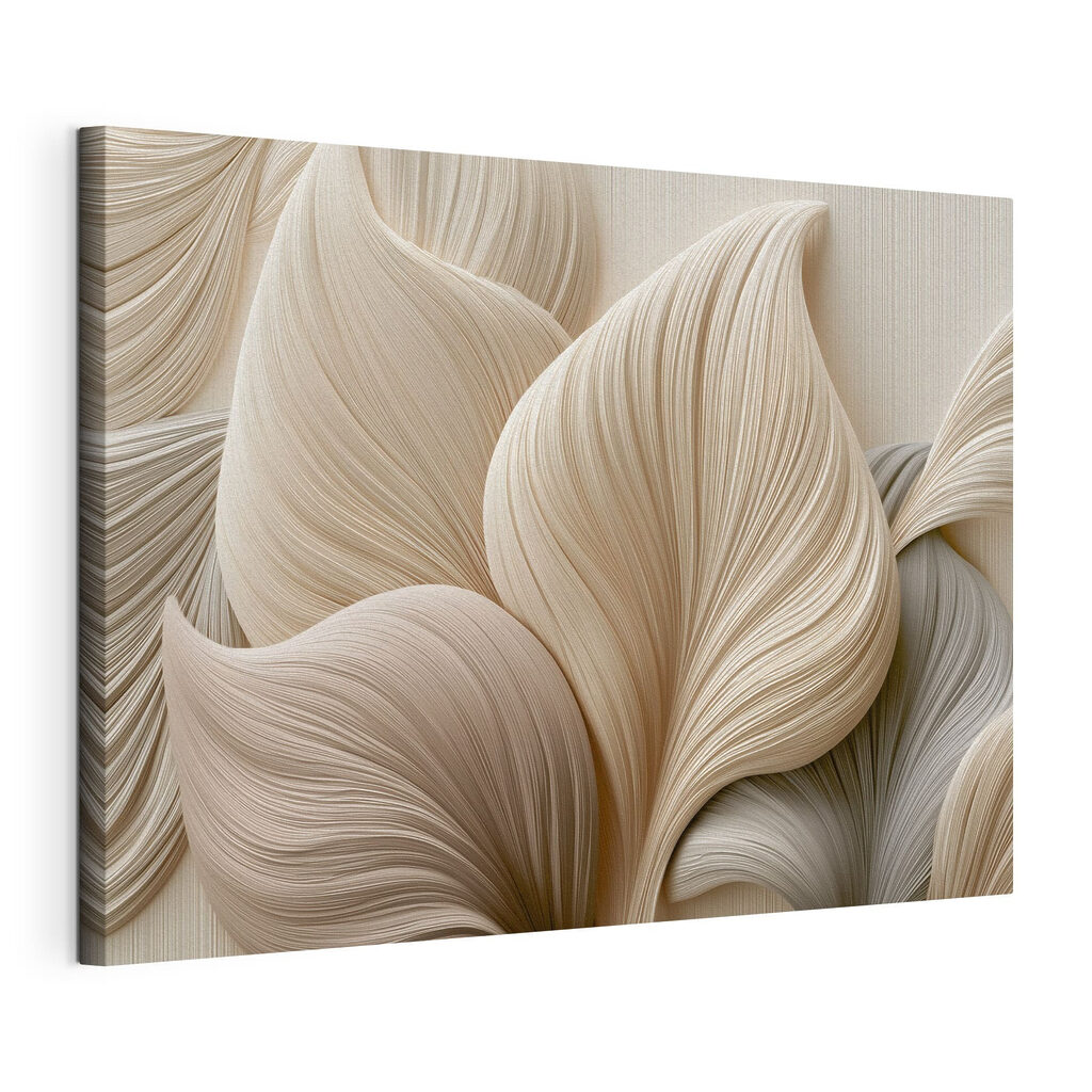 Grote bladeren met ribbelnerven, gespannen canvas met doorlopende rand