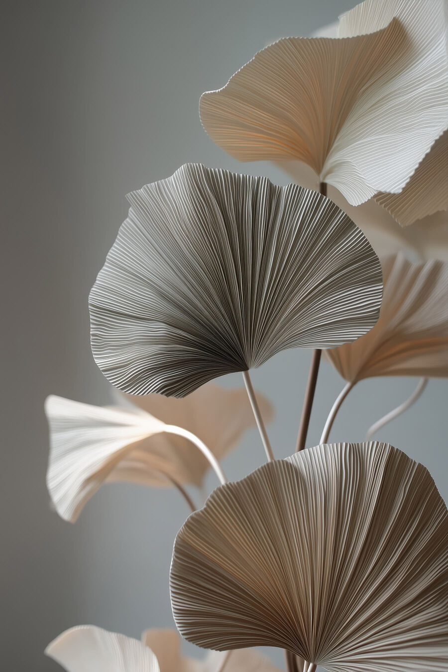 Witte ginkgo tegen stormgrijs — volledig ontwerp