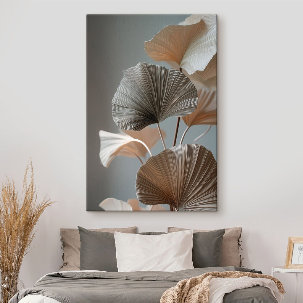 Witte ginkgo tegen stormgrijs — interieur 1
