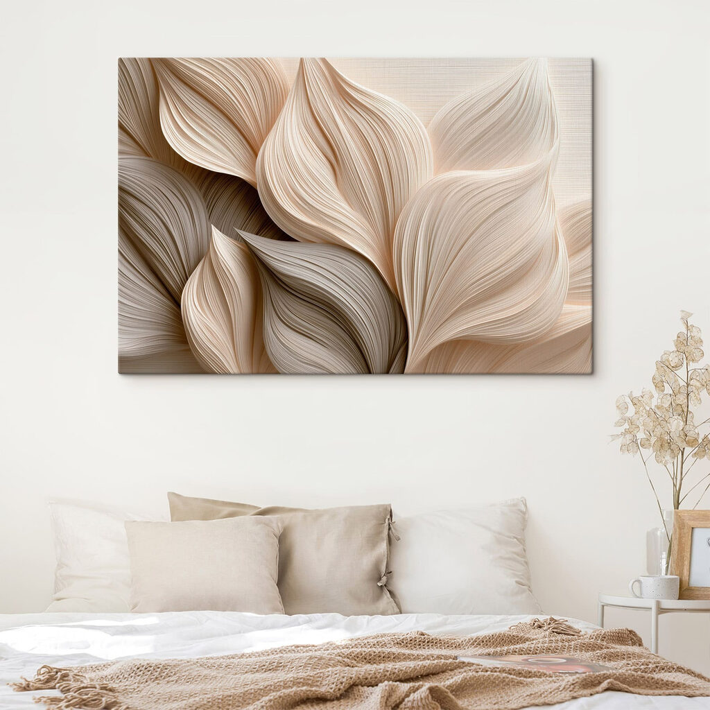 Roomkleurige bladeren met ribbellijnen — interieur 2