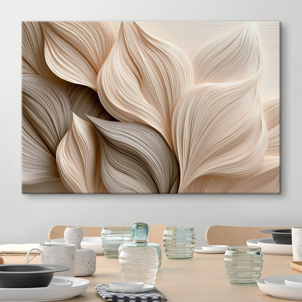 Roomkleurige bladeren met ribbellijnen — interieur 3