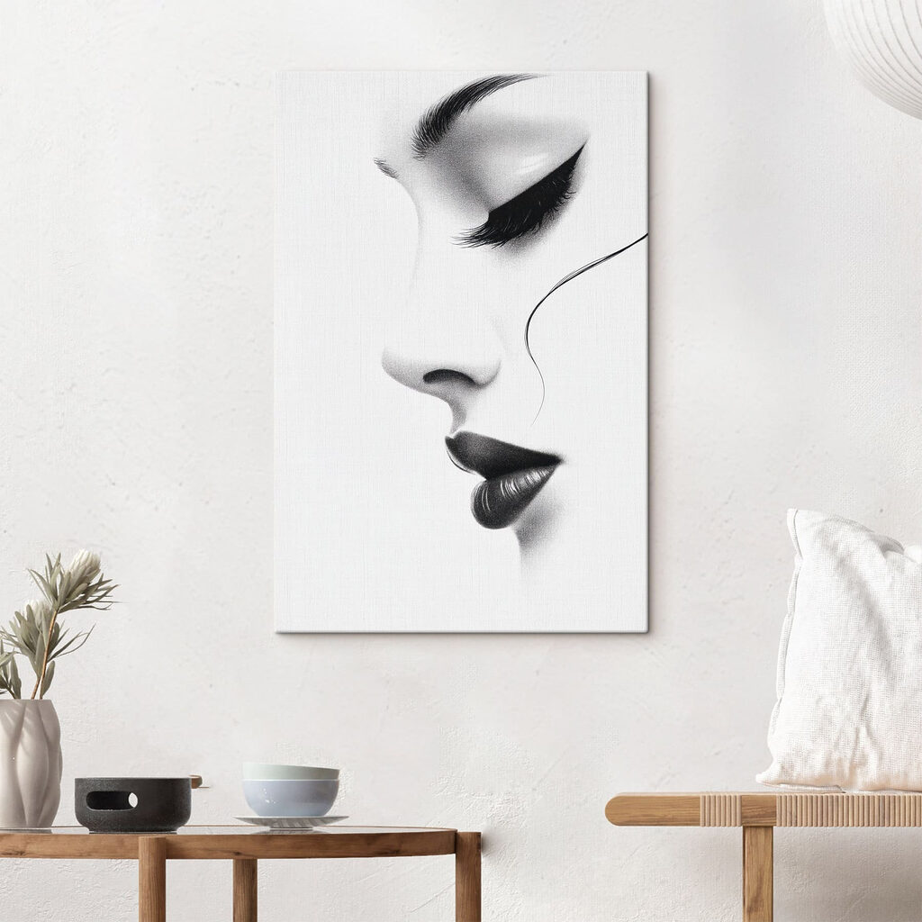 Vrouwenprofiel in zwartwit — interieur 2