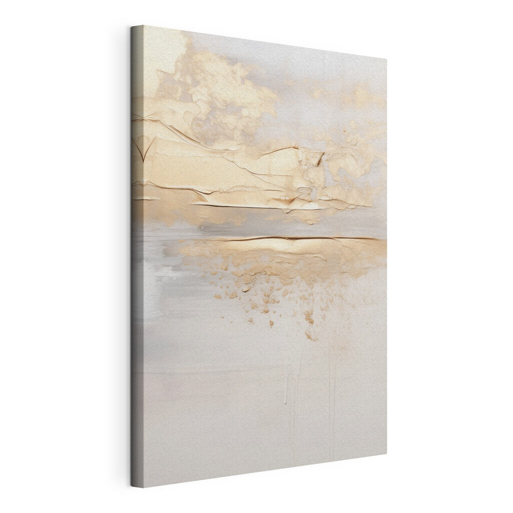 Zachte tinten versmelten tot een serene abstractie, gespannen canvas met doorlopende rand