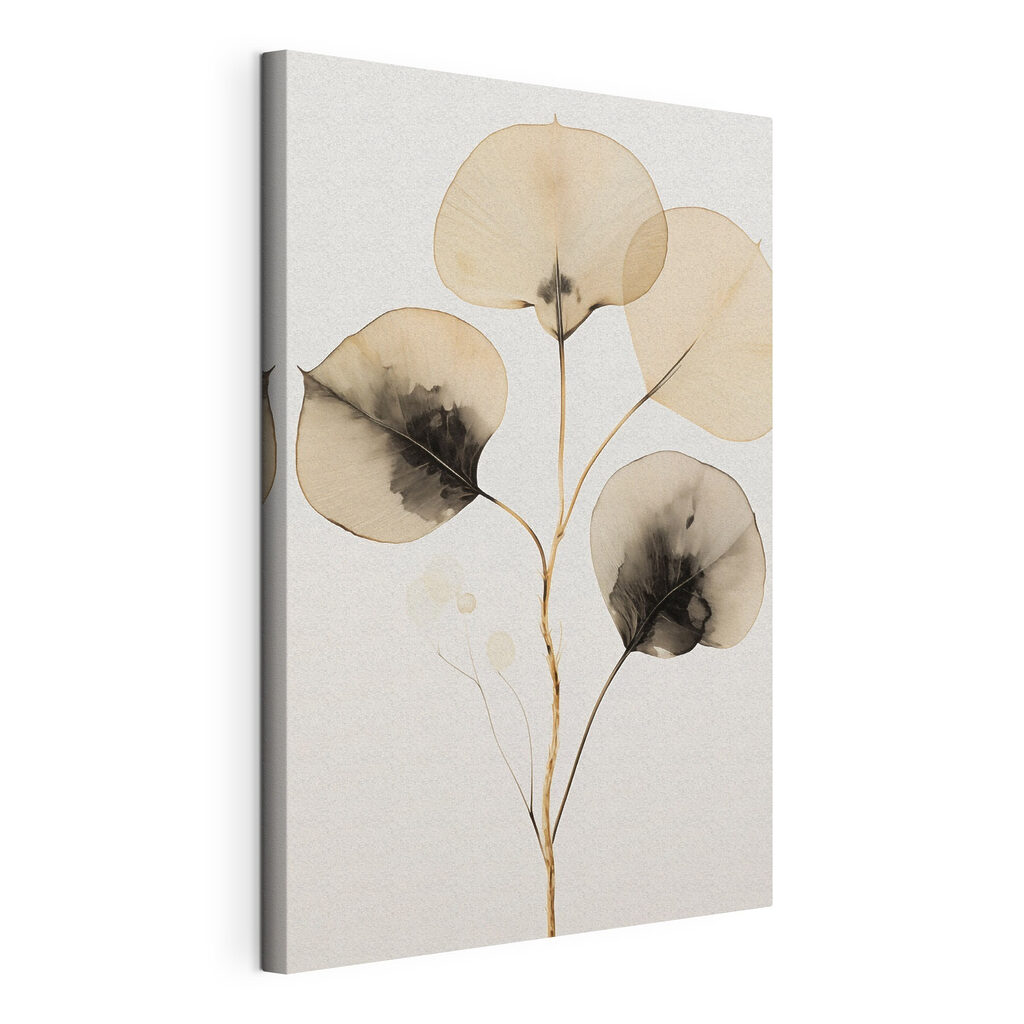Plant met bladeren eraan, gespannen canvas met doorlopende rand