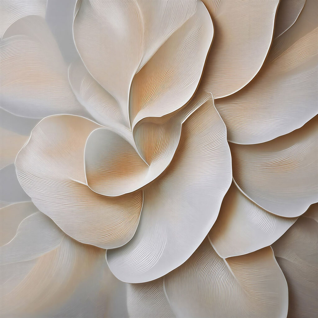 Roomwitte bloemen in ribbellagen — volledig ontwerp