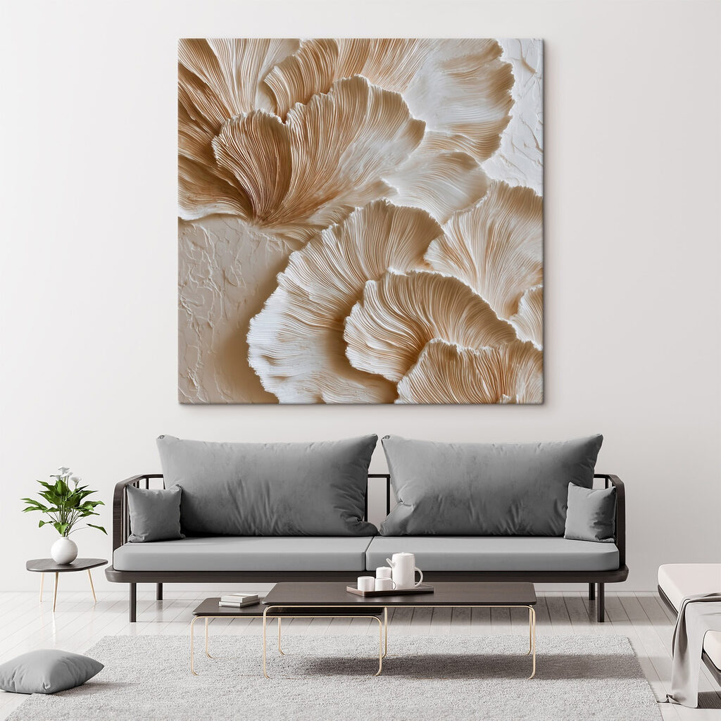 Geribbelde waaiers op roomwit — interieur 2