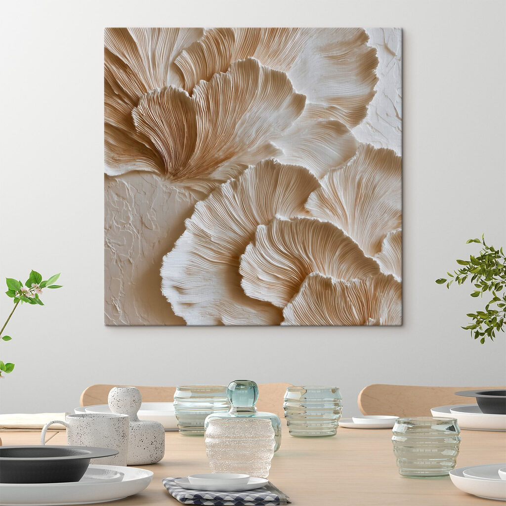 Geribbelde waaiers op roomwit — interieur 3
