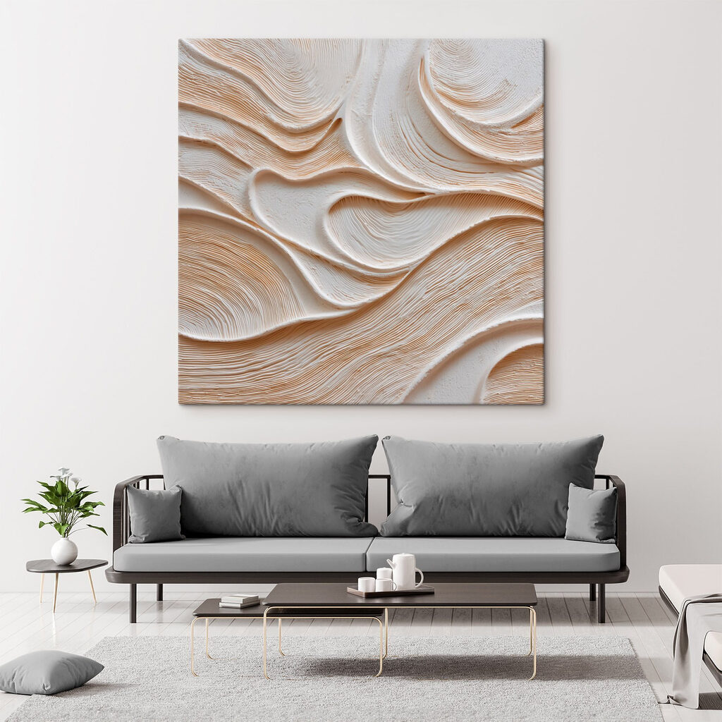 Zandkleurige lijnen in golven — interieur 3