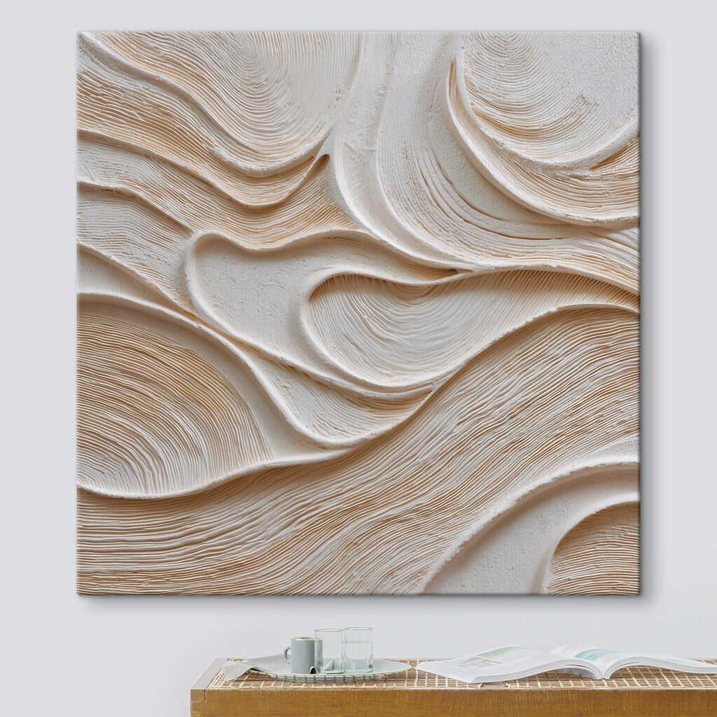 Zandkleurige lijnen in golven — interieur 1
