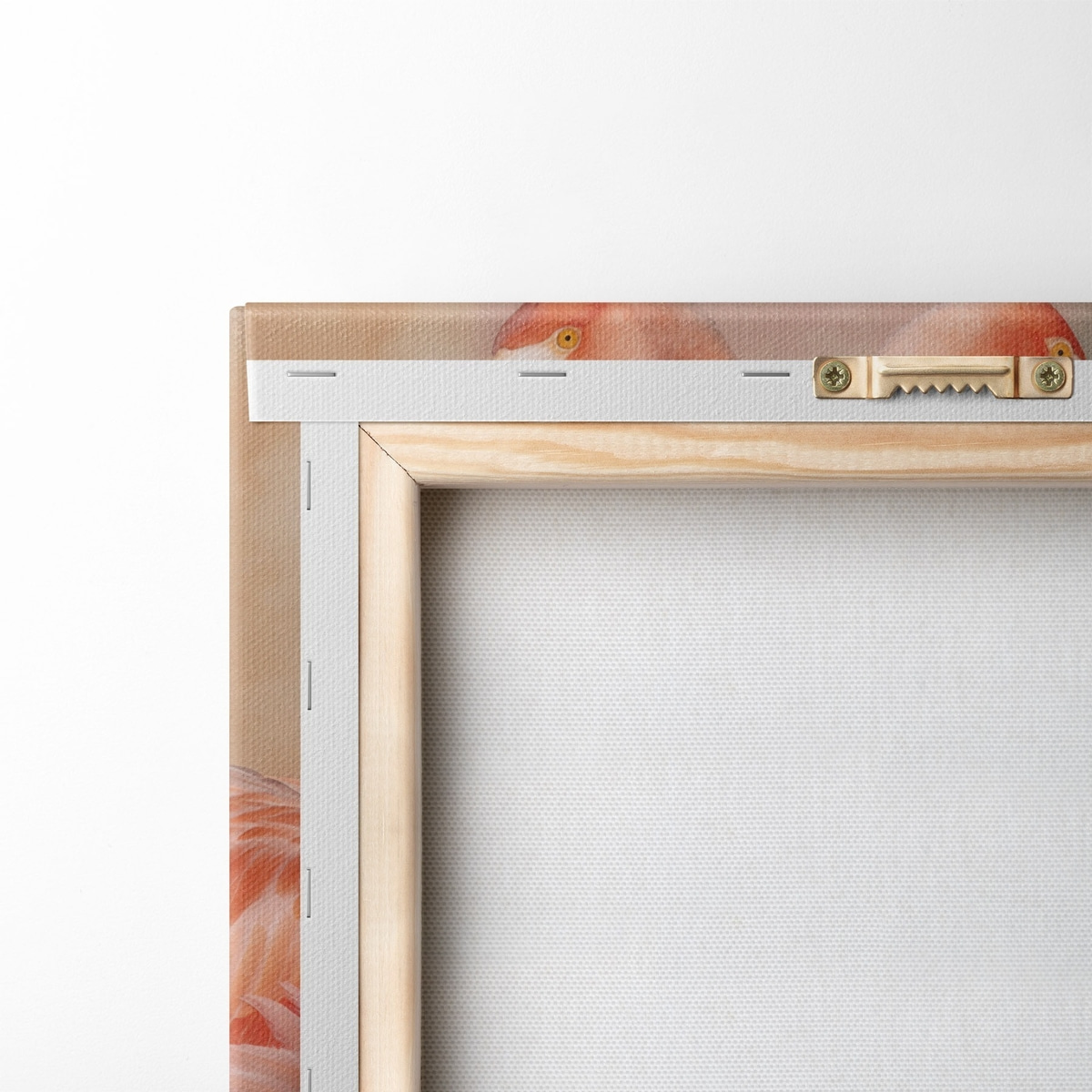 Roze flamingo’s in een waas van pasteltinten: een decoratieve compositie — achterkant