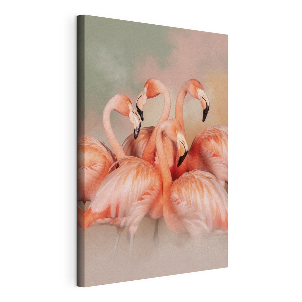 Roze flamingo’s in een waas van pasteltinten: een decoratieve compositie — productweergave