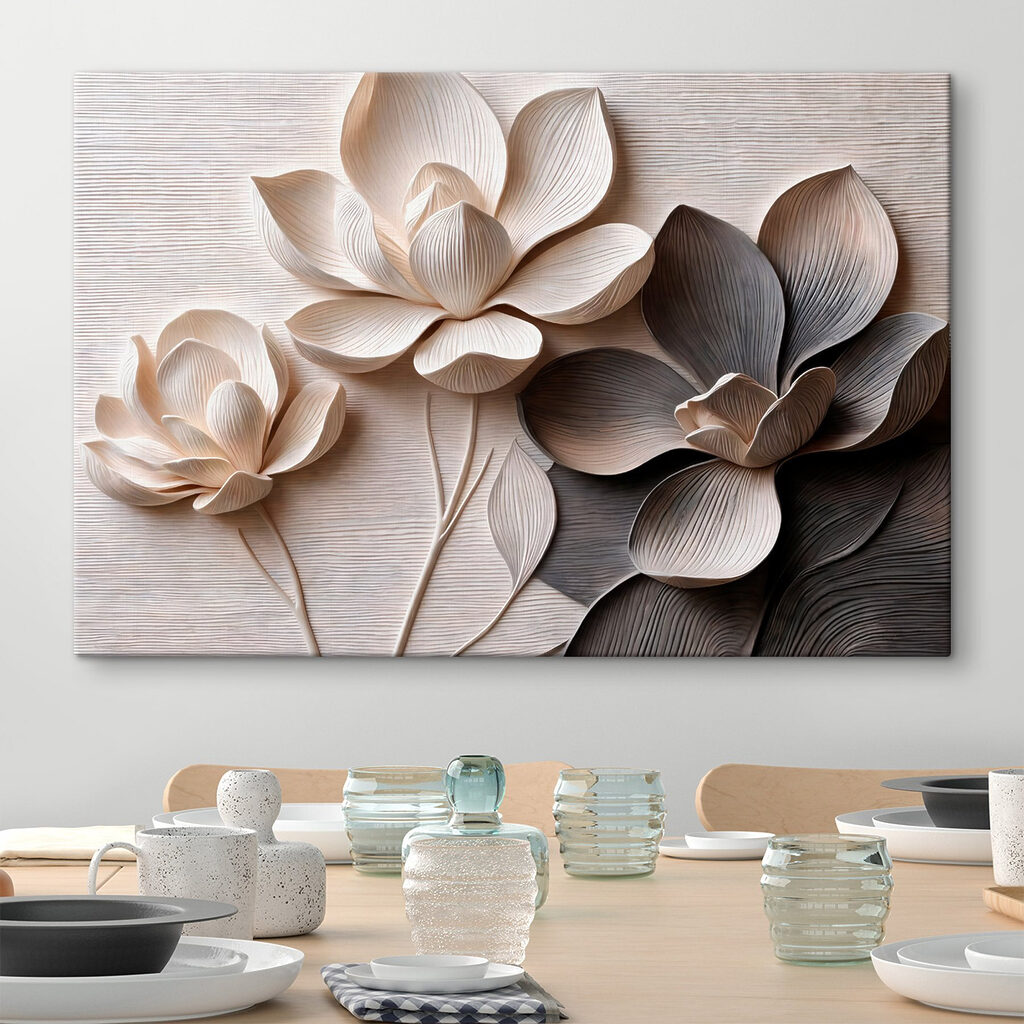 Drie bloemen in zwartwit — interieur 3