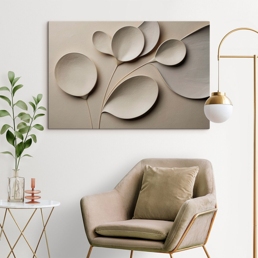 Ronde bladeren als schaduwreliëf — interieur 3